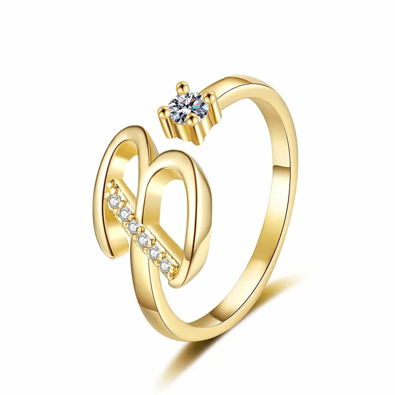 ⏳Časovo obmedzená zľava 50 %⏰Nastaviteľný trblietavý prsteň s iniciálami pre ženy💍