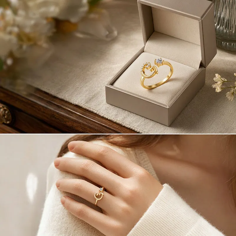⏳Časovo obmedzená zľava 50 %⏰Nastaviteľný trblietavý prsteň s iniciálami pre ženy💍