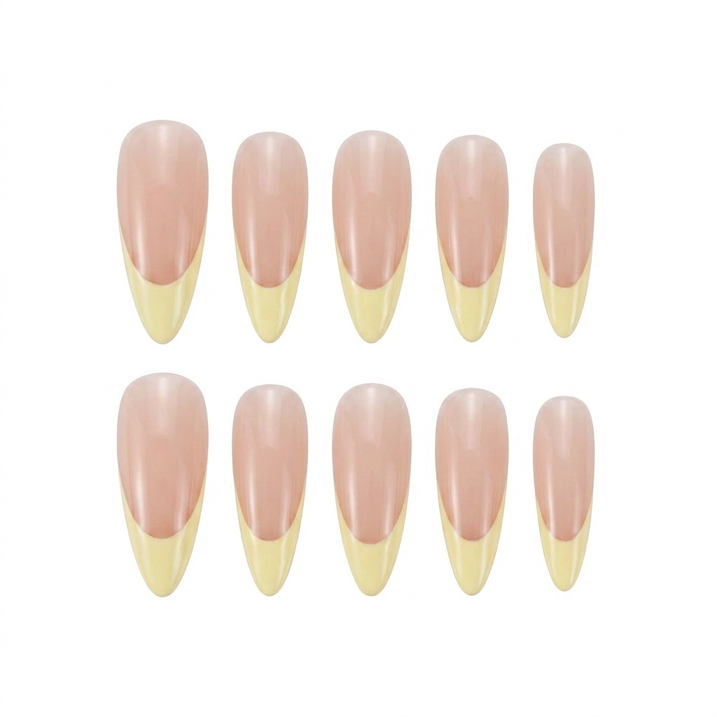 Jolifeu Pastel Yellow French Tip Almond Press on Nails