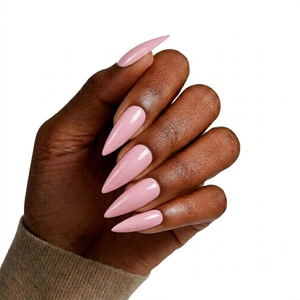 Jolifeu Glossy Baby Pink Almond Press on Nails - Minimalist Style