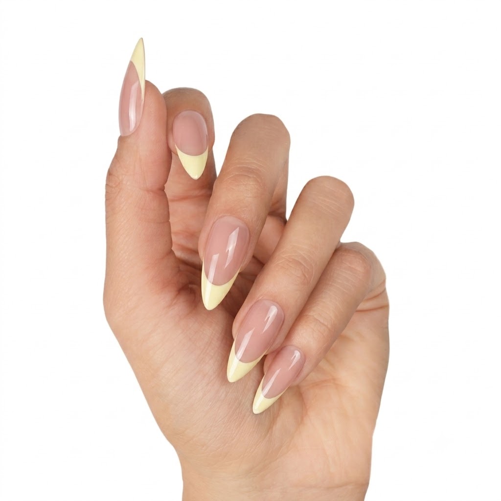 Jolifeu Pastel Yellow French Tip Almond Press on Nails