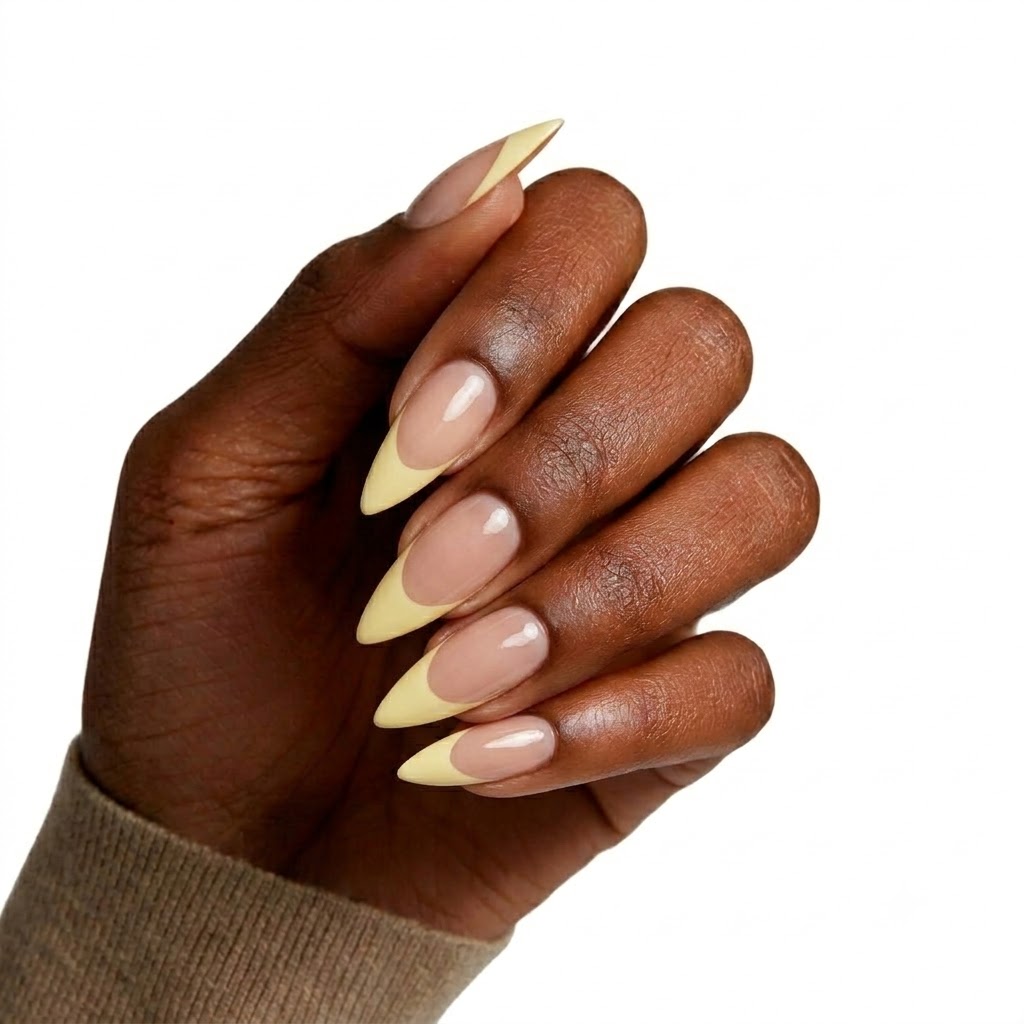Jolifeu Pastel Yellow French Tip Almond Press on Nails