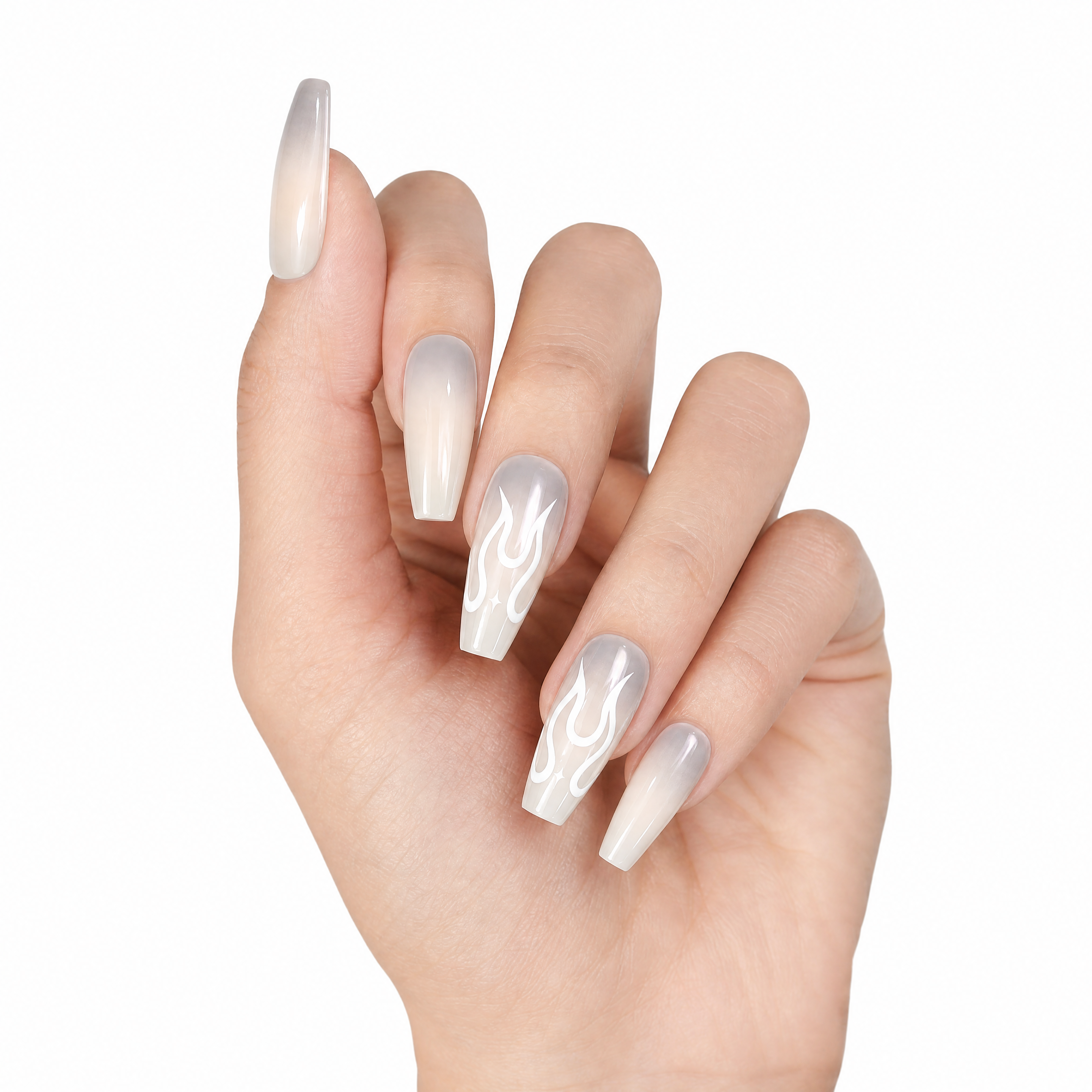 Minimalist White Flame & Grey Ombre