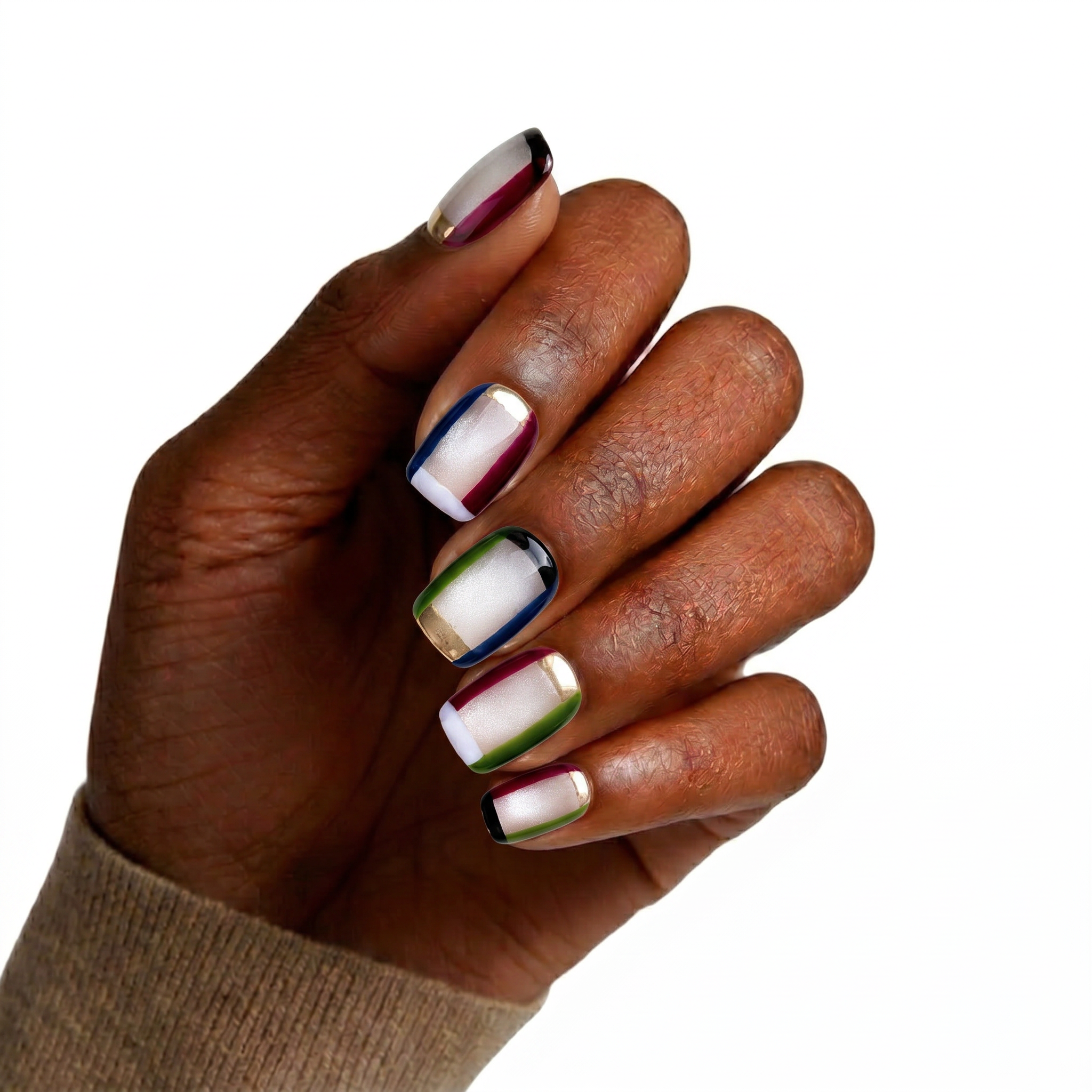 Minimalist Geometric Stained Glass & Silver Cat-Eye