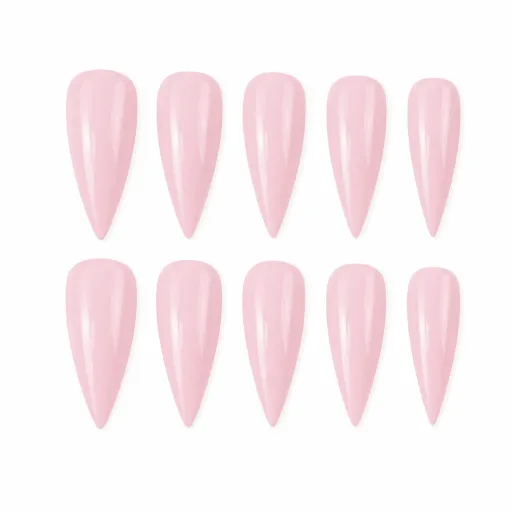 Jolifeu Glossy Baby Pink Almond Press on Nails - Minimalist Style