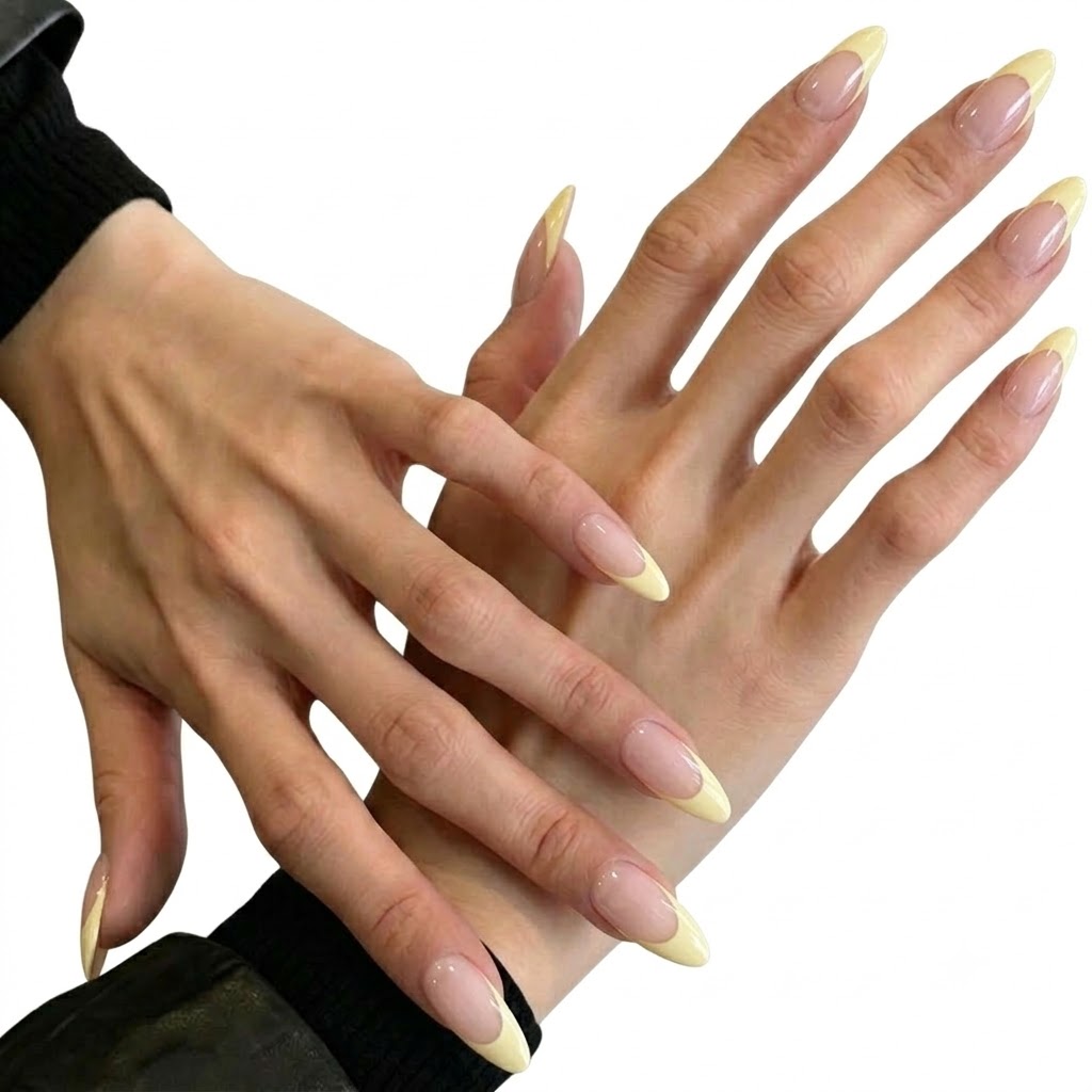 Jolifeu Pastel Yellow French Tip Almond Press on Nails