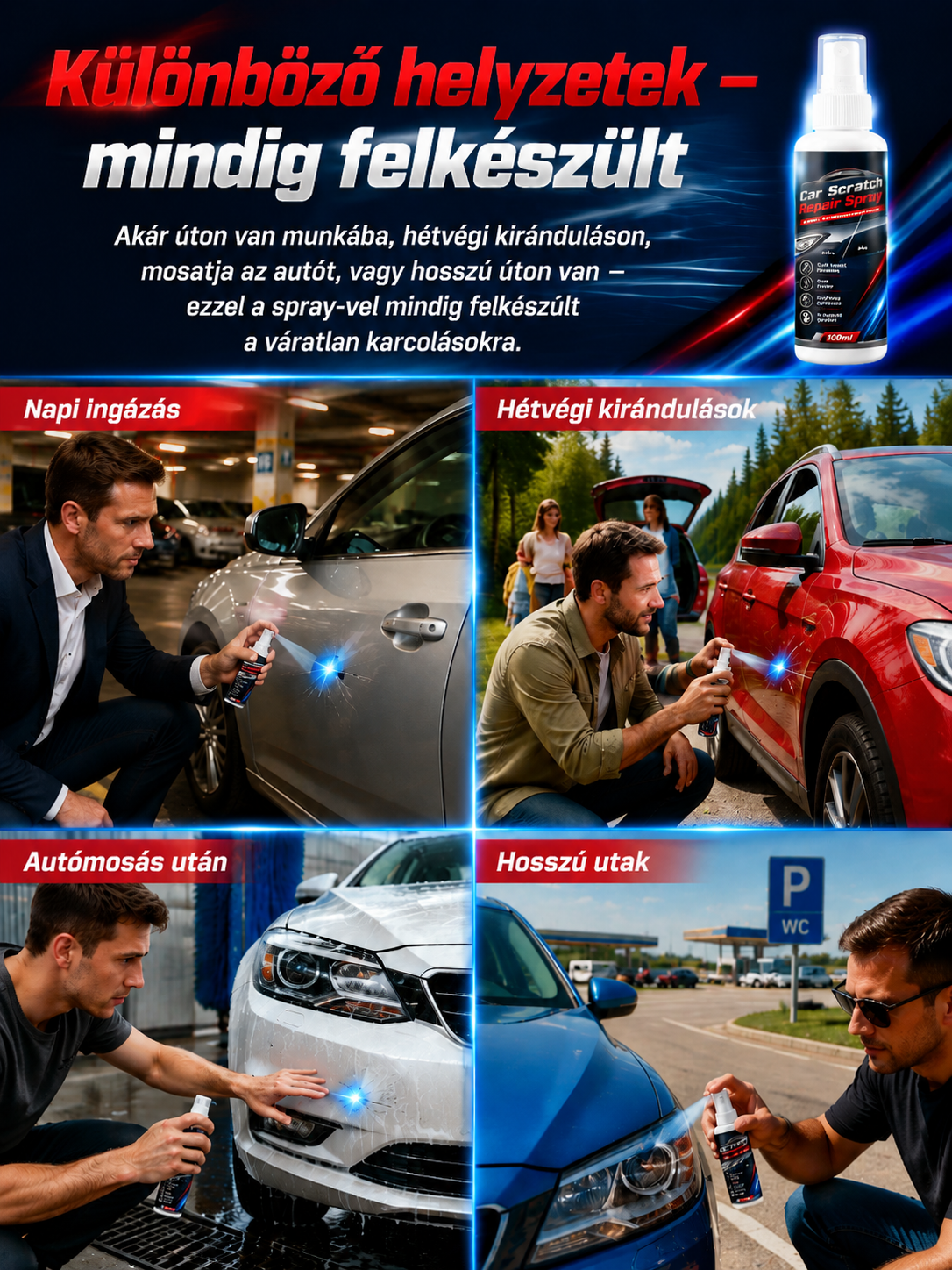 ✨ Nano Karcjavító Spray | 3 mp-es Gyorsjavítás | Minden Autószínhez Tökéletes 🚗