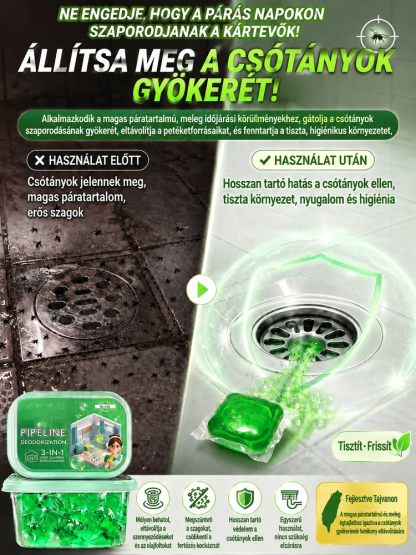 【Német Technológia】 3 az 1-ben Lefolyótisztító Kapszula | Duguláselhárítás, Szagtalanítás és Rovarirtás (30mp-es Gyorshatás)