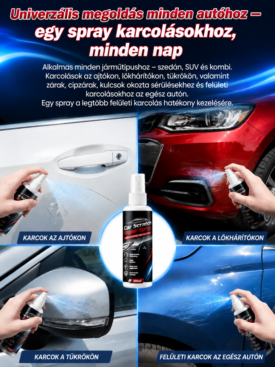 ✨ Nano Karcjavító Spray | 3 mp-es Gyorsjavítás | Minden Autószínhez Tökéletes 🚗