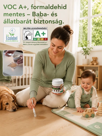 Fa bútorjavító paszta (növényi alapú) – 0% formaldehid, vízálló, javítás 3 perc alatt