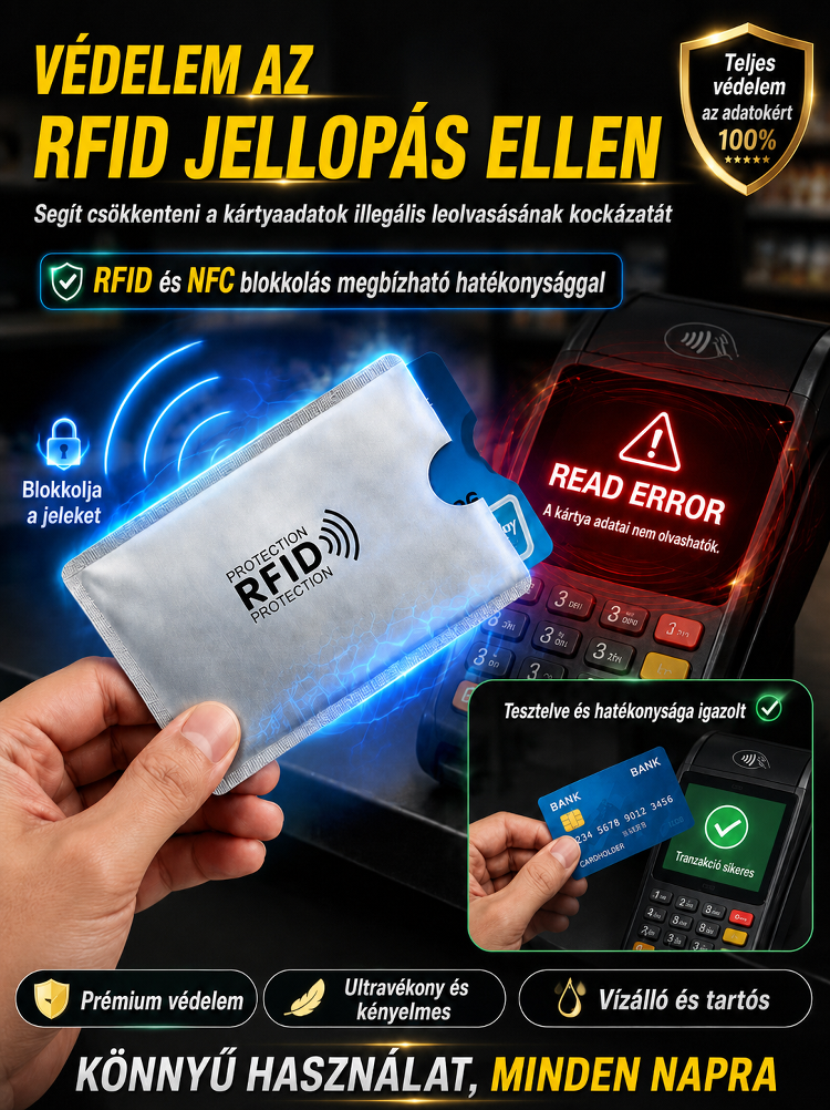 Prémium alumínium RFID blokkoló kártyatartó szett (10 db) | Ultravékony és szakadásálló