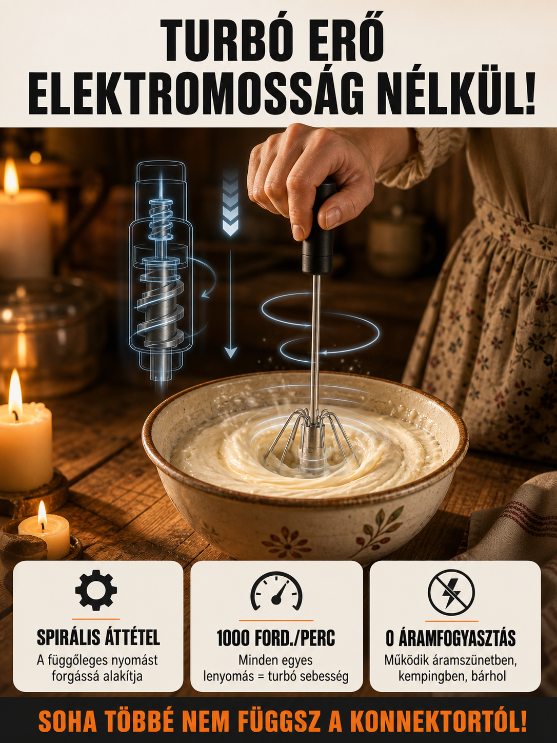 【50.000+ Eladott】Áram Nélküli Turbó Habverő | 3 Mp Habosítás | Védi a Csuklóját | Öntisztító
