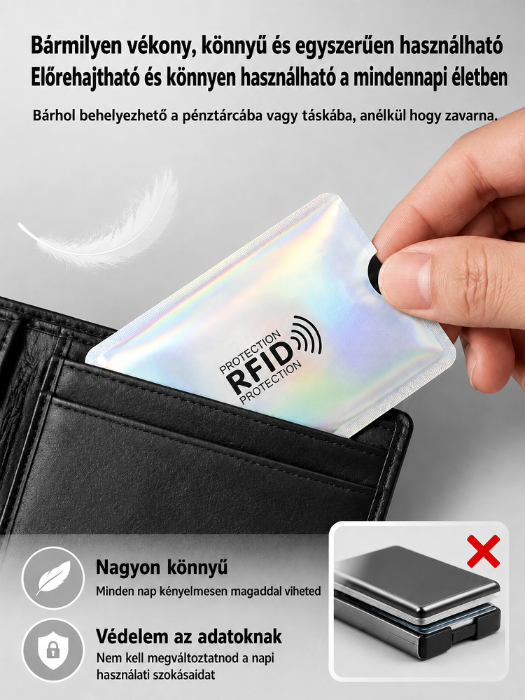 Prémium alumínium RFID blokkoló kártyatartó szett (10 db) | Ultravékony és szakadásálló