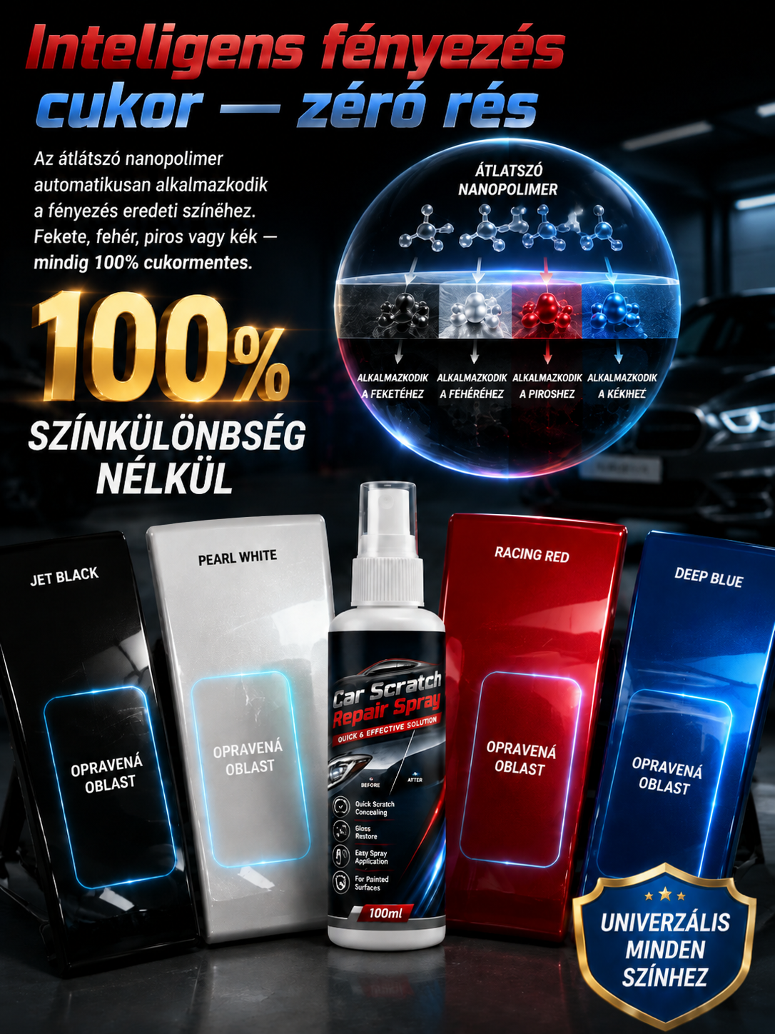 ✨ Nano Karcjavító Spray | 3 mp-es Gyorsjavítás | Minden Autószínhez Tökéletes 🚗