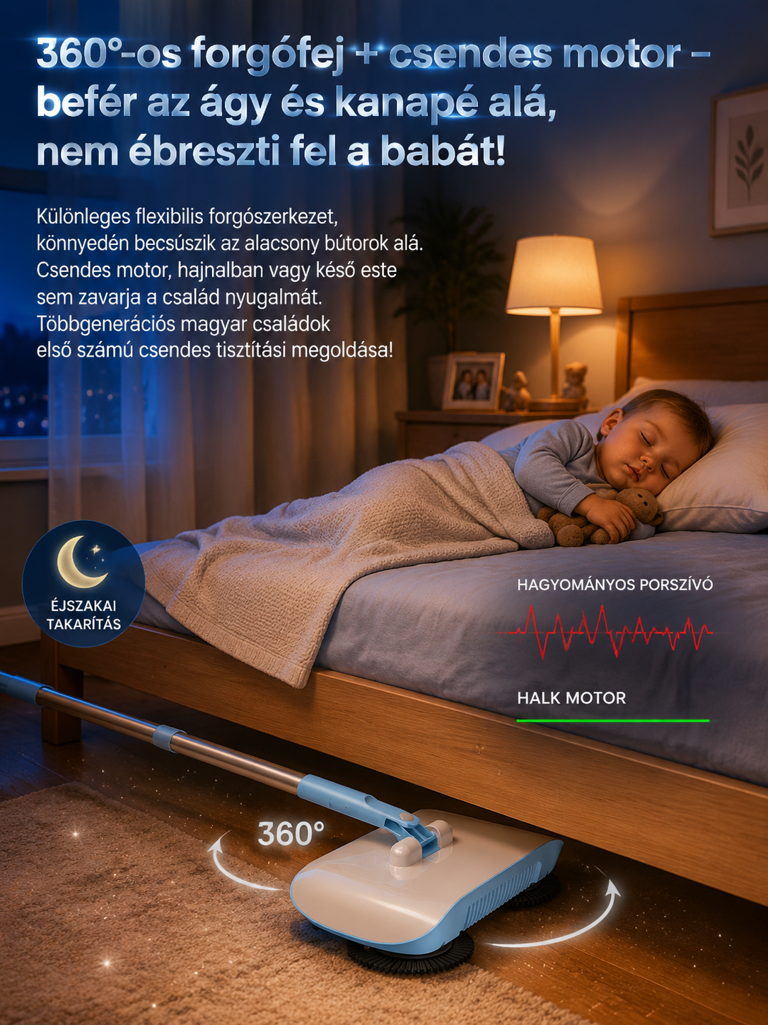 2 az 1-ben Okos Seprő-Felmosó Gép – Gerinckímélő, öntisztító és szőreltávolító