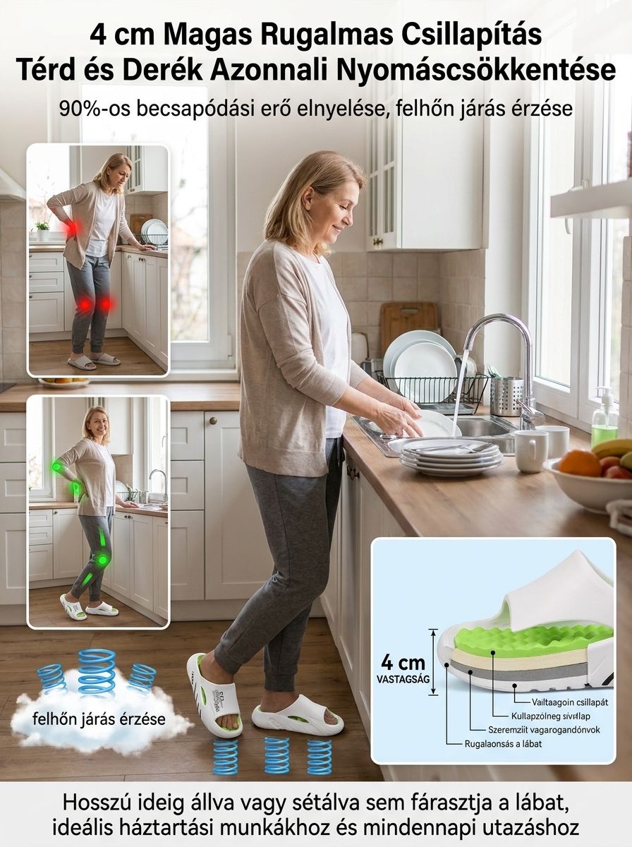 Prémium 3D Ergonomikus Papucs | 4cm Vastag Talpú Kényelem