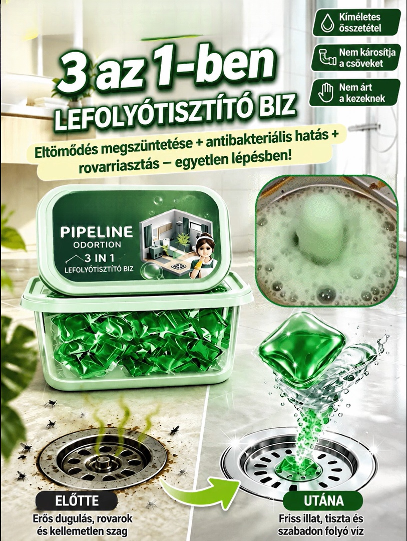 【Német Technológia】 3 az 1-ben Lefolyótisztító Kapszula | Duguláselhárítás, Szagtalanítás és Rovarirtás (30mp-es Gyorshatás)