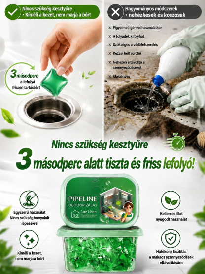 【Német Technológia】 3 az 1-ben Lefolyótisztító Kapszula | Duguláselhárítás, Szagtalanítás és Rovarirtás (30mp-es Gyorshatás)