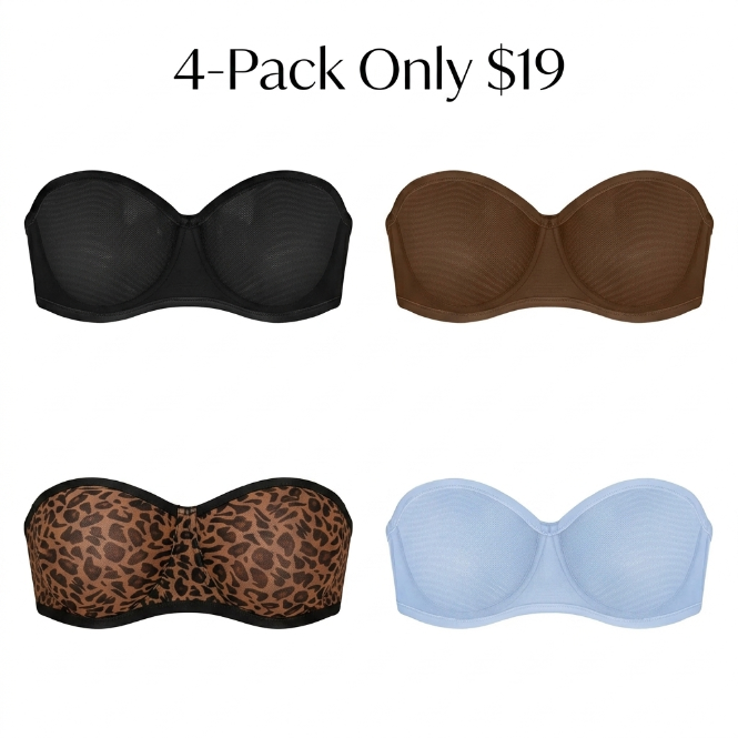 Women's Convertible Strapless Minimizer Bandeau Bra Underwire Unlined for Large Bust