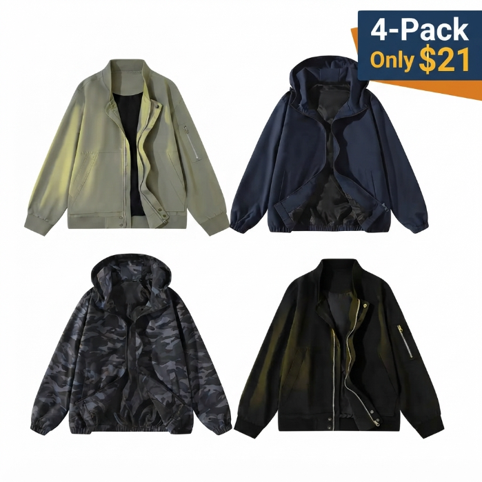 Unisex Zip Up Jackets Vintage Washed Coat Streetwear Hoodies Unisex