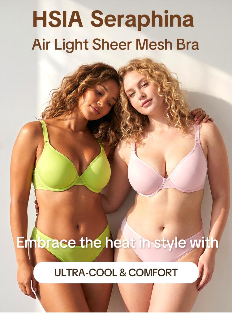 HSIA Seraphina Air Light Breathable Sheer Mesh Halter Bra Plus Size Summer Unlined Full Coverage Bra Underwire Support Non Padded Bra Lightweight Convertible Multiway 5-Way Wear Front Adjustable Detachable Straps Comfort Everyday Womenswear
