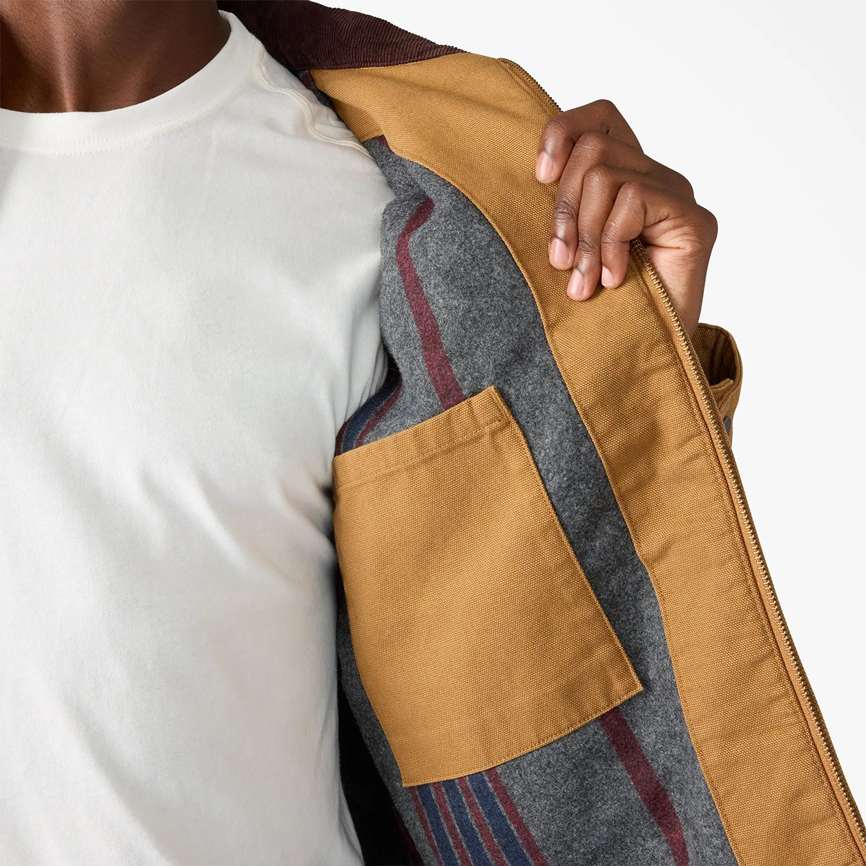 Men's Blanket Lined Duck Canvas Jacket – Classic Workwear with Corduroy Collar