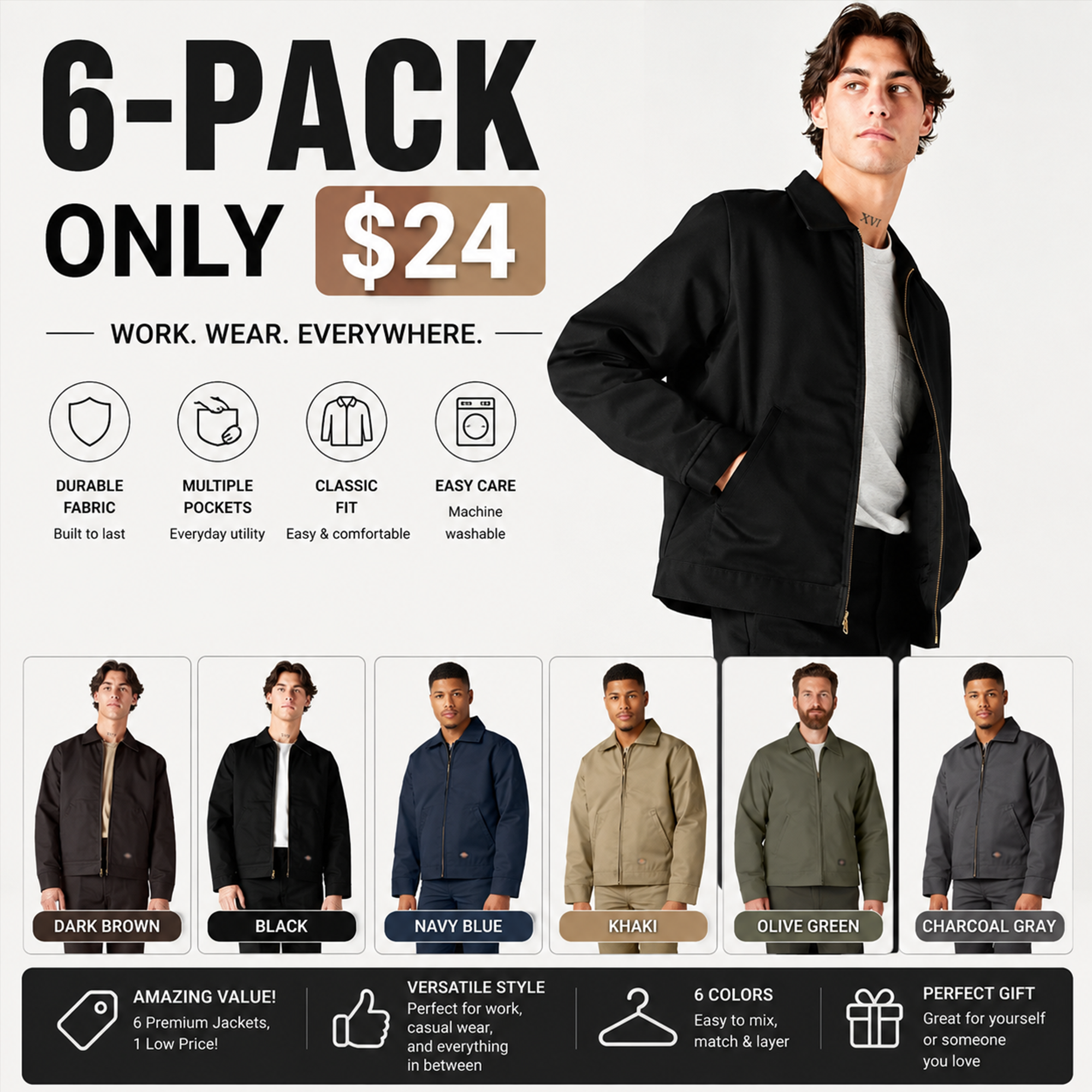 Insulated Eisenhower Jacket, Full Zip Work Jacket