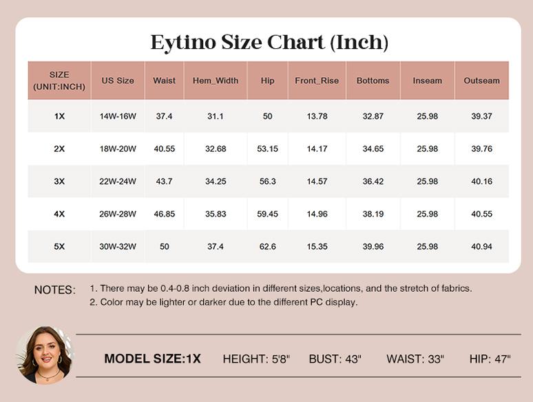 Eytino Womens Plus Size Wide Leg Pants Casual Elastic High Waisted Drawstring Ruffle Hem Palazzo Pants with Pockets(1X-5X)