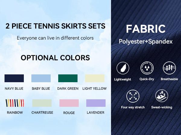 Airfree Two Piece Tennis Skirt Set Golf Outfits for Women High Waisted Tennis Short Dress with Pockets Athletic 2 Piece Sets