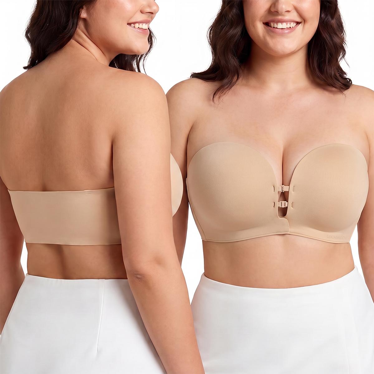 LUCKMEEY Womens Strapless Front Closure Bra Push Up Lift Bra Padded Add Cup Non Slip  Anti-Slip Grip & Removable Straps Fit Outfits Wireless Supportive  Seamless Comfortable