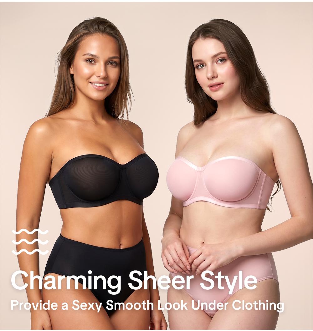 HSIA Bella Women's Convertible Strapless Minimizer Bandeau Bra Underwire Unlined for Large Bust HSIA Bella Women's Convertible Strapless Minimizer Bandeau Bra Underwire Unlined for Large Bust