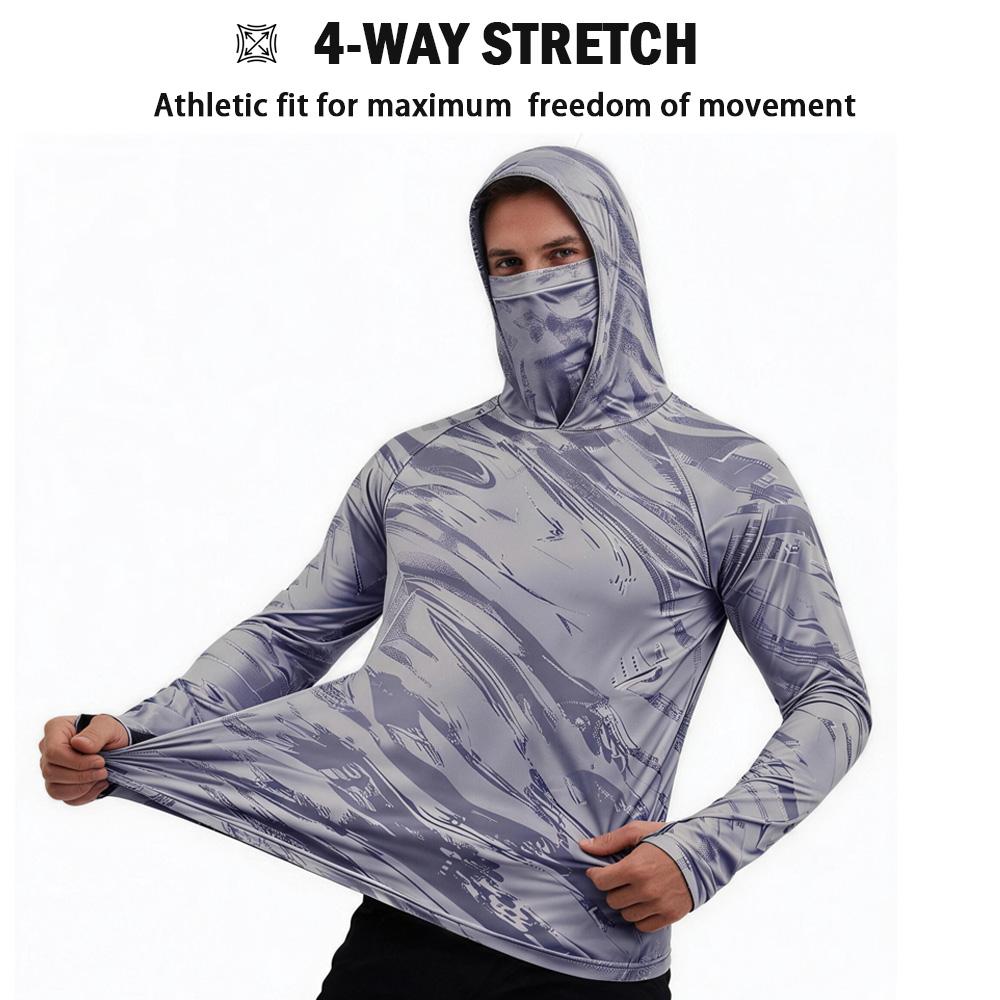 5-Piece Men's Quick-Dry Breathable Hoodies with Face Coverings Long-Sleeve T-Shirts - Spring/Fall Compression Sports Tops - Quick Dry Compression Fishing Shirts Long Sleeve Outdoor Work Tactical Hiking Gear Athletic Fashion summerwins