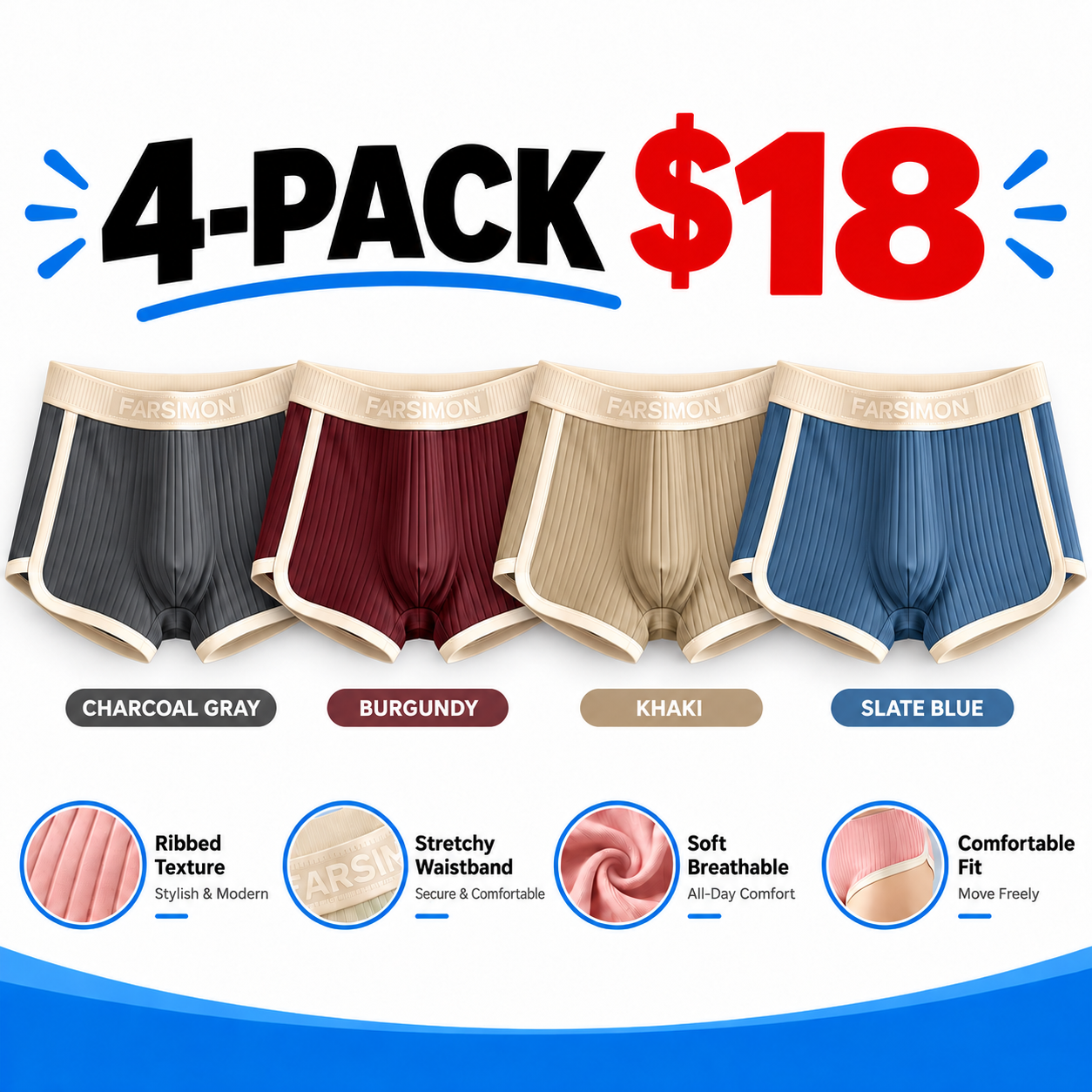 Men's Ultra-Soft 3-Pack Boxer Briefs – Breathable Contour Pouch Underwear
