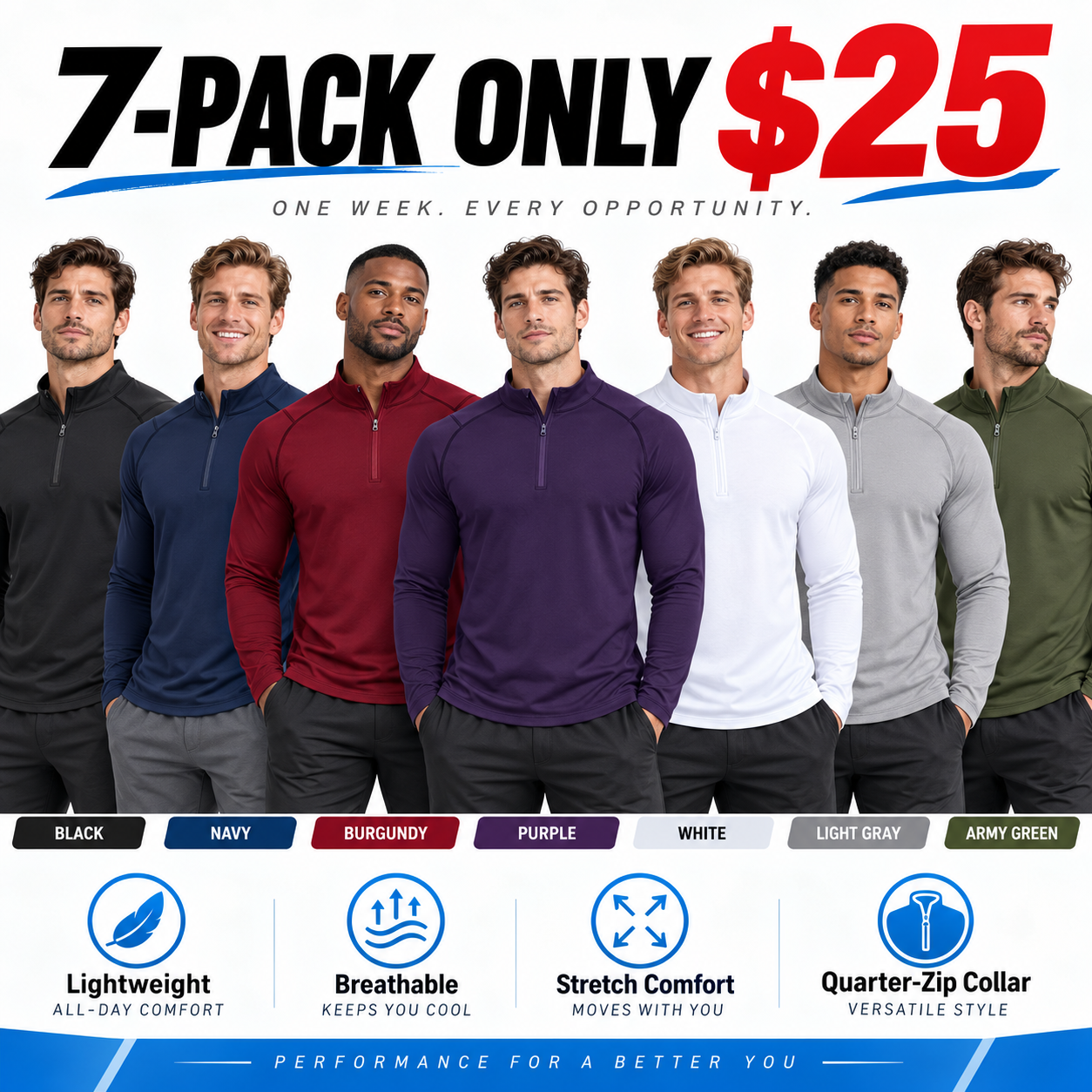 🔥Men's UPF 50+ 1/4 Zip Quick-Dry Shirt – Lightweight Long Sleeve Outdoor Sports Tee