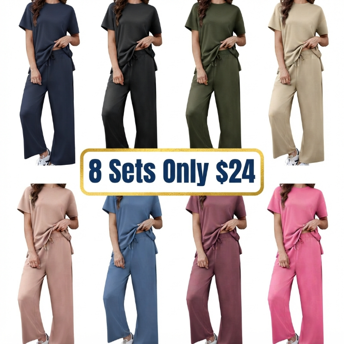 Summerwins Women’s 2-Piece Loose-Fitting Wide-Leg Pants Set