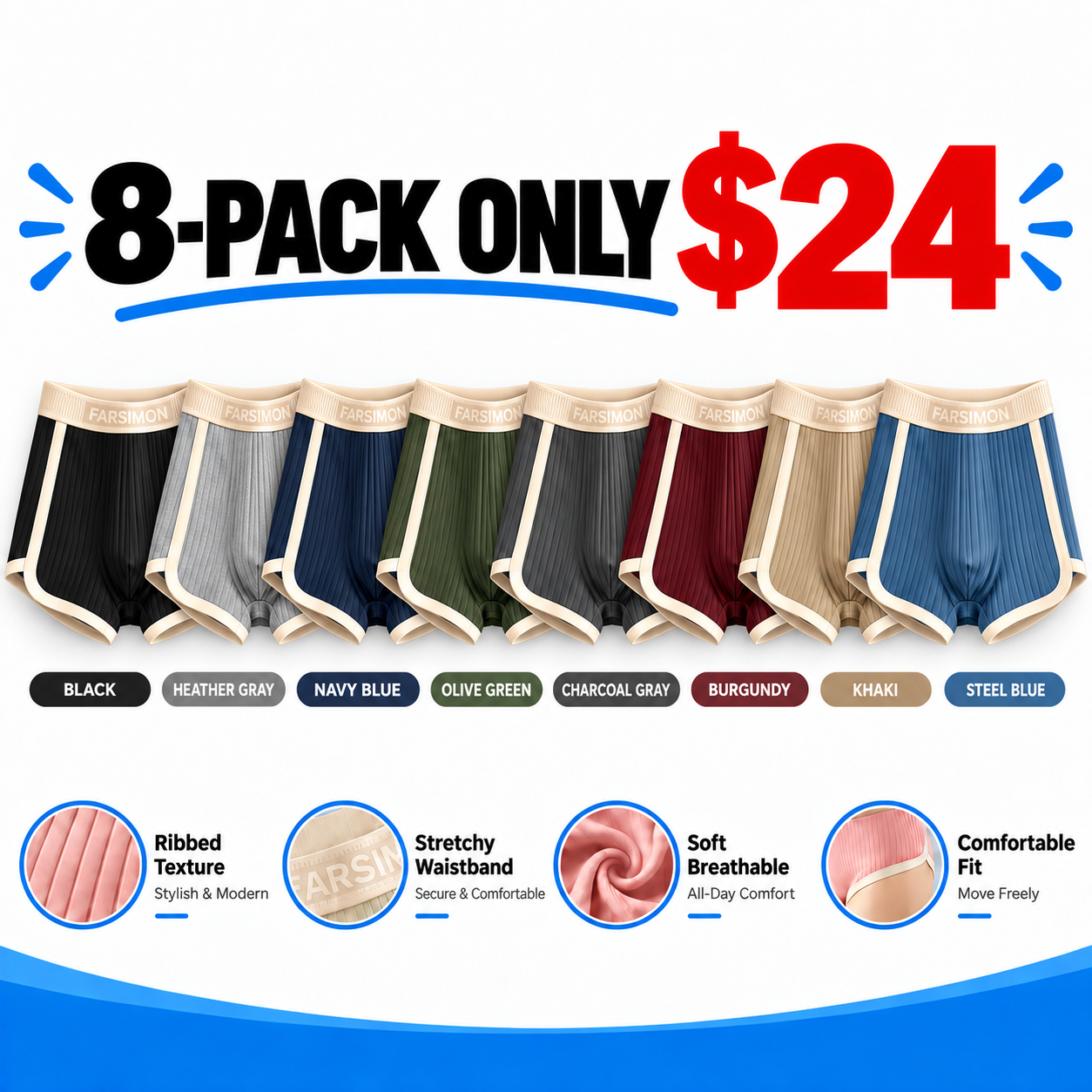Men's Ultra-Soft 3-Pack Boxer Briefs – Breathable Contour Pouch Underwear