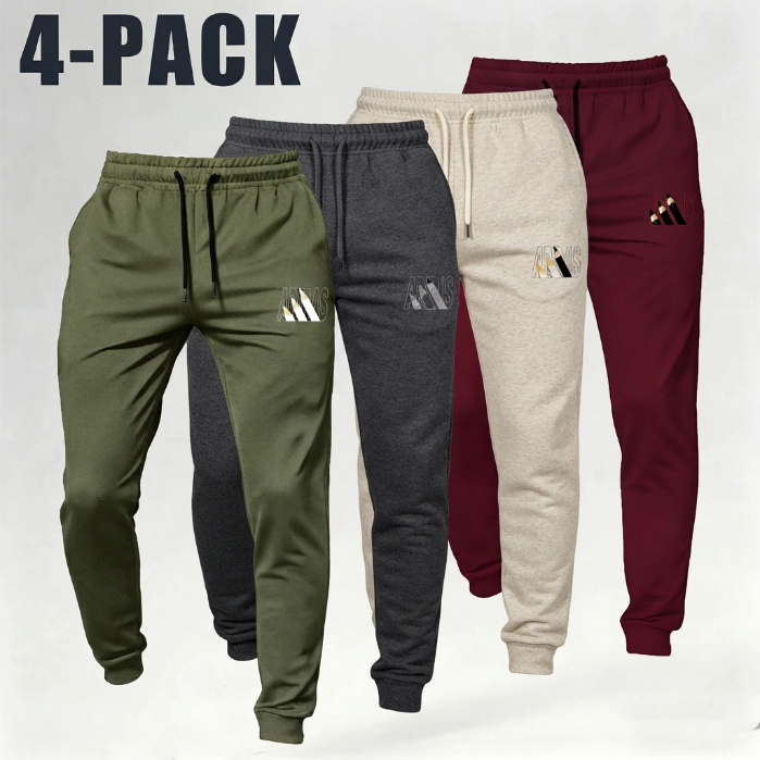 Men Sweatpants 4 Pack, Elastic Drawstring Joggers