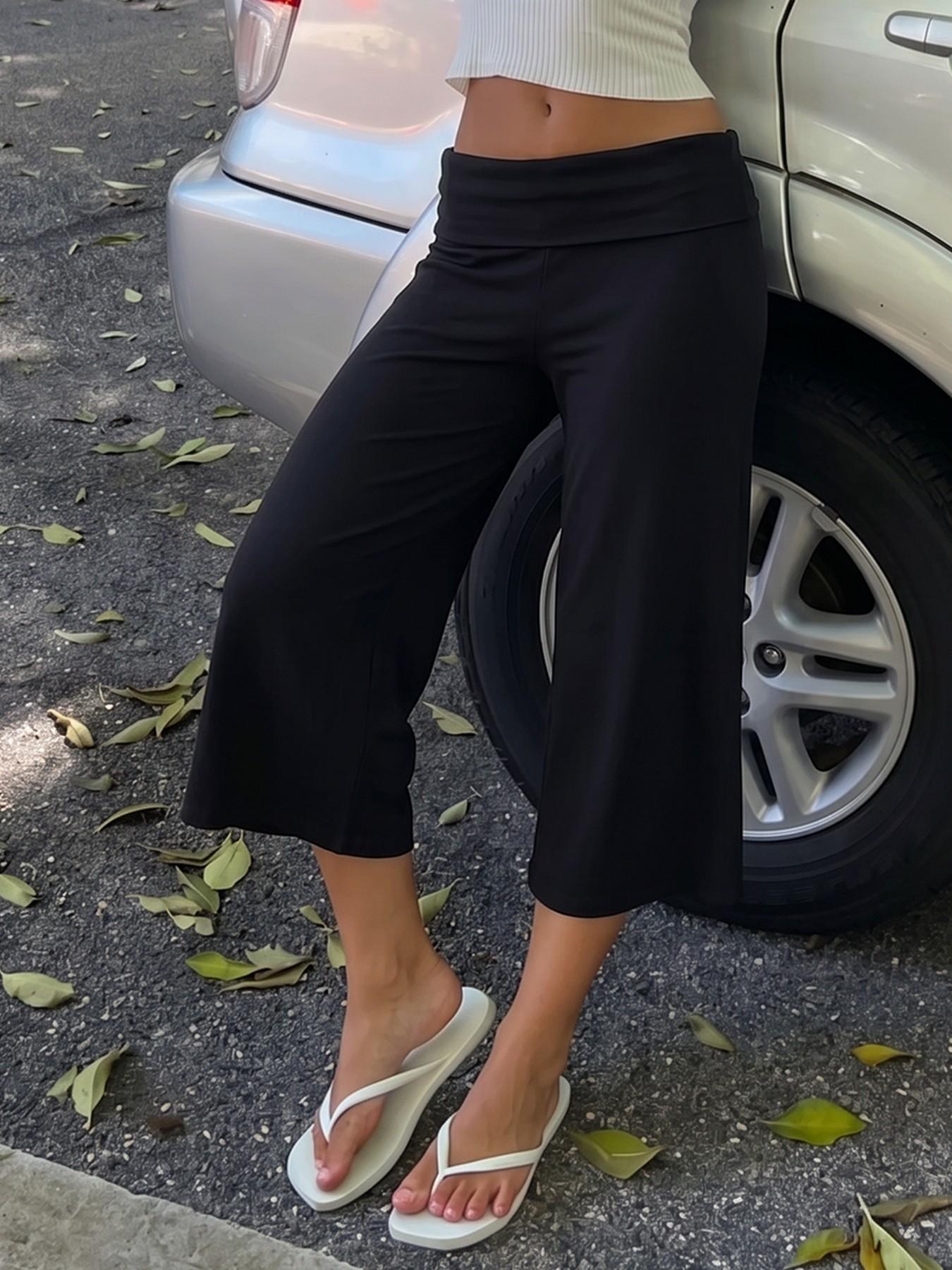 Soft Stretchy Women's Capri Pants, Basic American Casual Style Bottoms, High Elasticity Breathable Comfort Fabric, Slimming Fit, Ideal for Daily Wear & Yoga