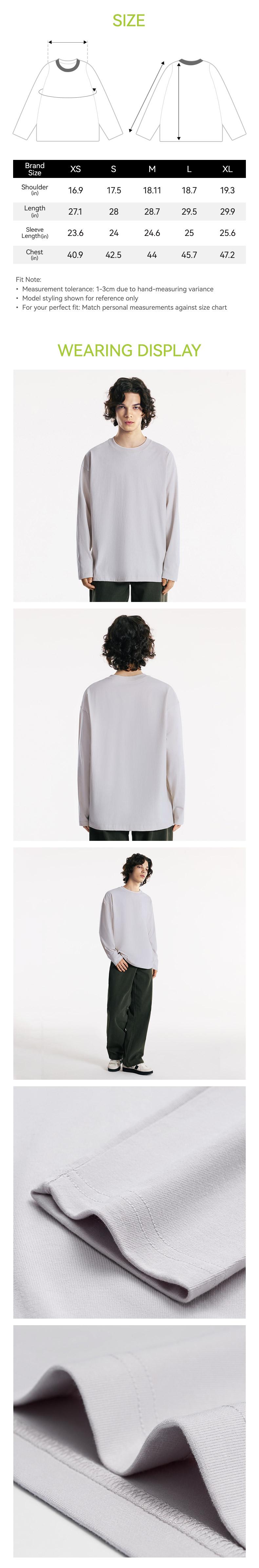 MIDMX Unisex Retro 100% Pure Cotton Heavyweight Plant-Dyed Long Sleeve Crewneck T-Shirt, Loose Fit Basic Top for Women&rsquo;s Casual Streetwear, 2000S Vintage Style
