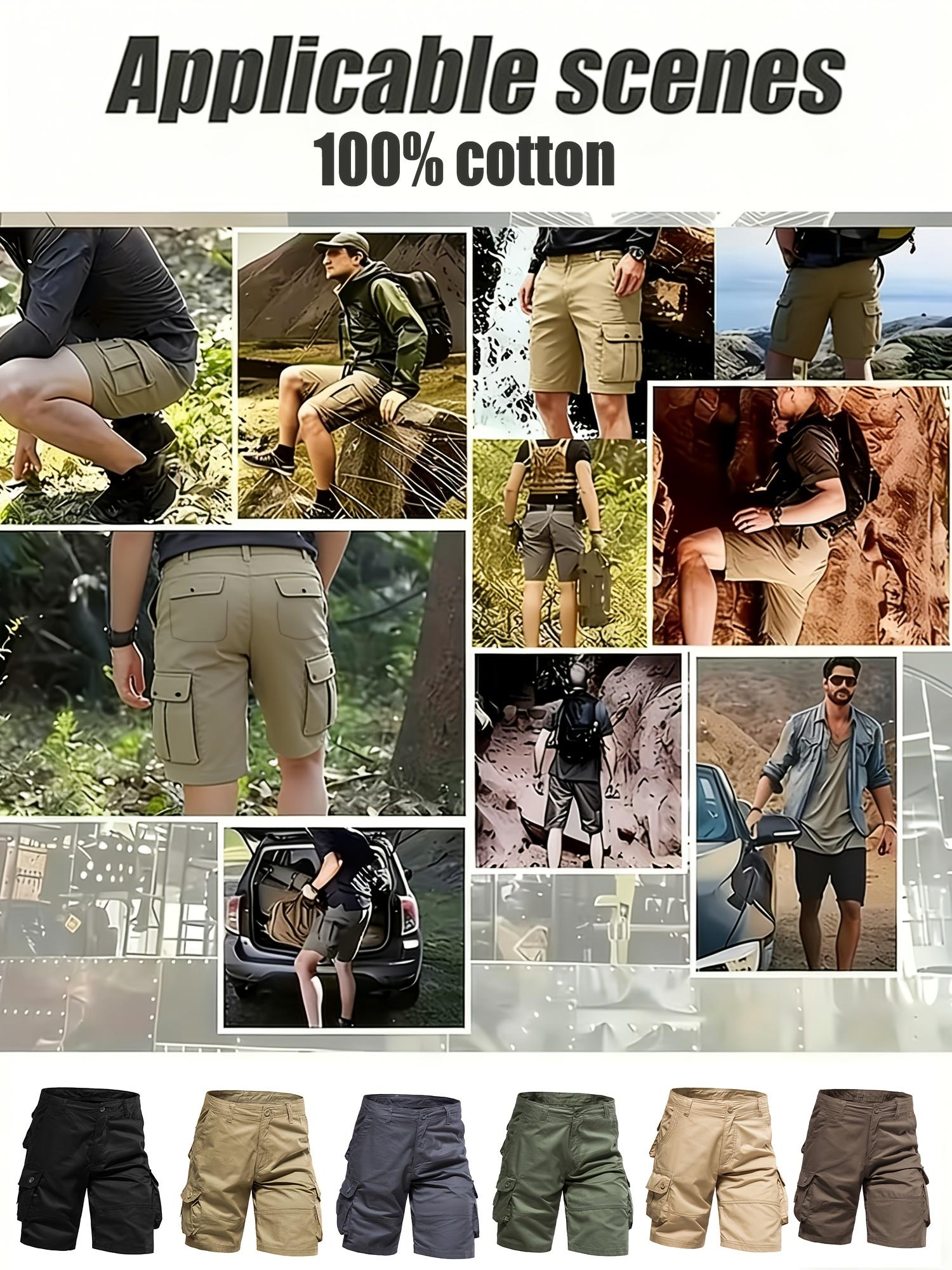 6-pack men’s cargo pants, tactical men’s shorts, men’s shorts with multifunctional pockets, suitable for golf and outdoor activities, men’s hiking shorts, wear-resistant, wrinkle-resistant, breathable shorts
