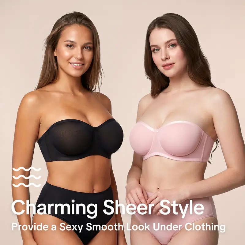 Women's Convertible Strapless Minimizer Bandeau Bra Underwire Unlined for Large Bust