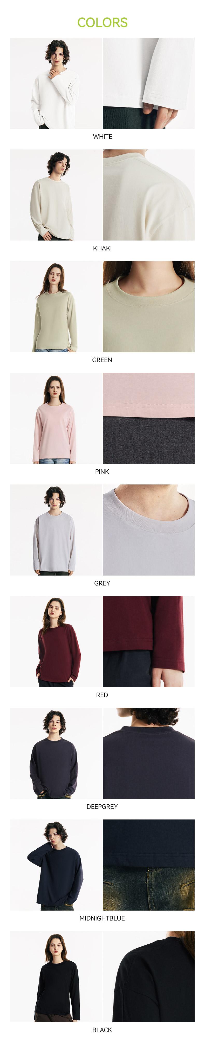 MIDMX Unisex Retro 100% Pure Cotton Heavyweight Plant-Dyed Long Sleeve Crewneck T-Shirt, Loose Fit Basic Top for Women&rsquo;s Casual Streetwear, 2000S Vintage Style