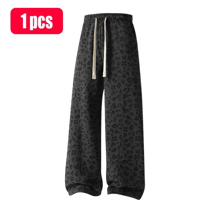 Men's Leopard Print Wide Leg Sweatpants