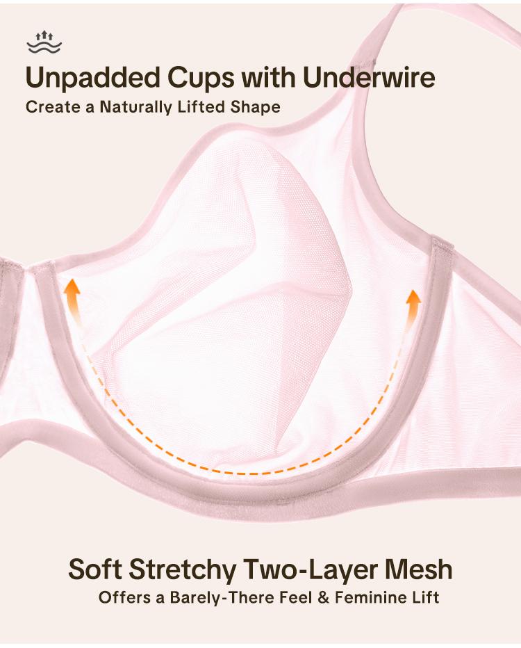 HSIA Seraphina Air Light Breathable Sheer Mesh Halter Bra Plus Size Summer Unlined Full Coverage Bra Underwire Support Non Padded Bra Lightweight Convertible Multiway 5-Way Wear Front Adjustable Detachable Straps Comfort Everyday Womenswear