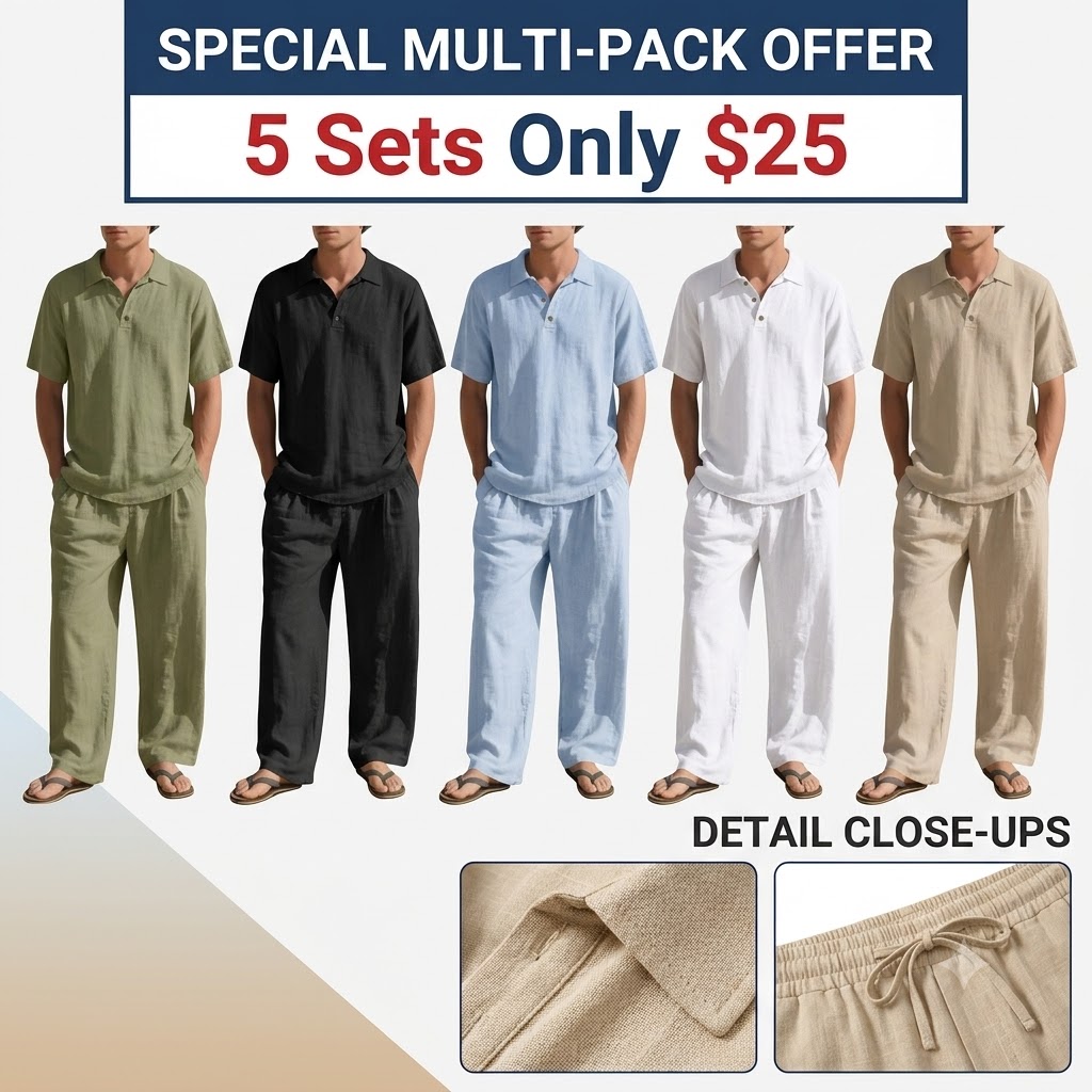 Men’s Linen Beach Two Piece Set