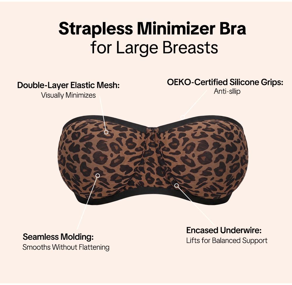 HSIA Bella Women's Convertible Strapless Minimizer Bandeau Bra Underwire Unlined for Large Bust HSIA Bella Women's Convertible Strapless Minimizer Bandeau Bra Underwire Unlined for Large Bust