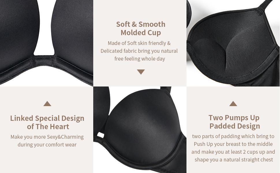 Wingslove Deep V Push Up Padded T-shirt Bra Everyday Bras For Womenswear Outfit Enhancer Outdoorfun Low Plunge Breathable Mesh Classic Style Wingslove Deep V Push Up Padded T-shirt Bra Everyday Bras For Womenswear Outfit Enhancer Outdoorfun Low Plunge Breathable Mesh Classic Style