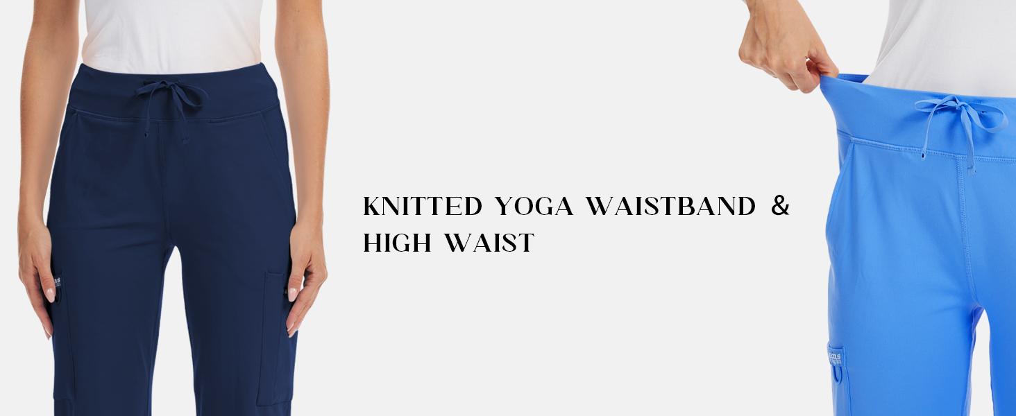 Kecols Yoga Scrub Pants Women High-Rise Straight Leg Uniform Cargo Bottom with Yoga Waistband,5 Pockets&4-Way Stretch,summerwins