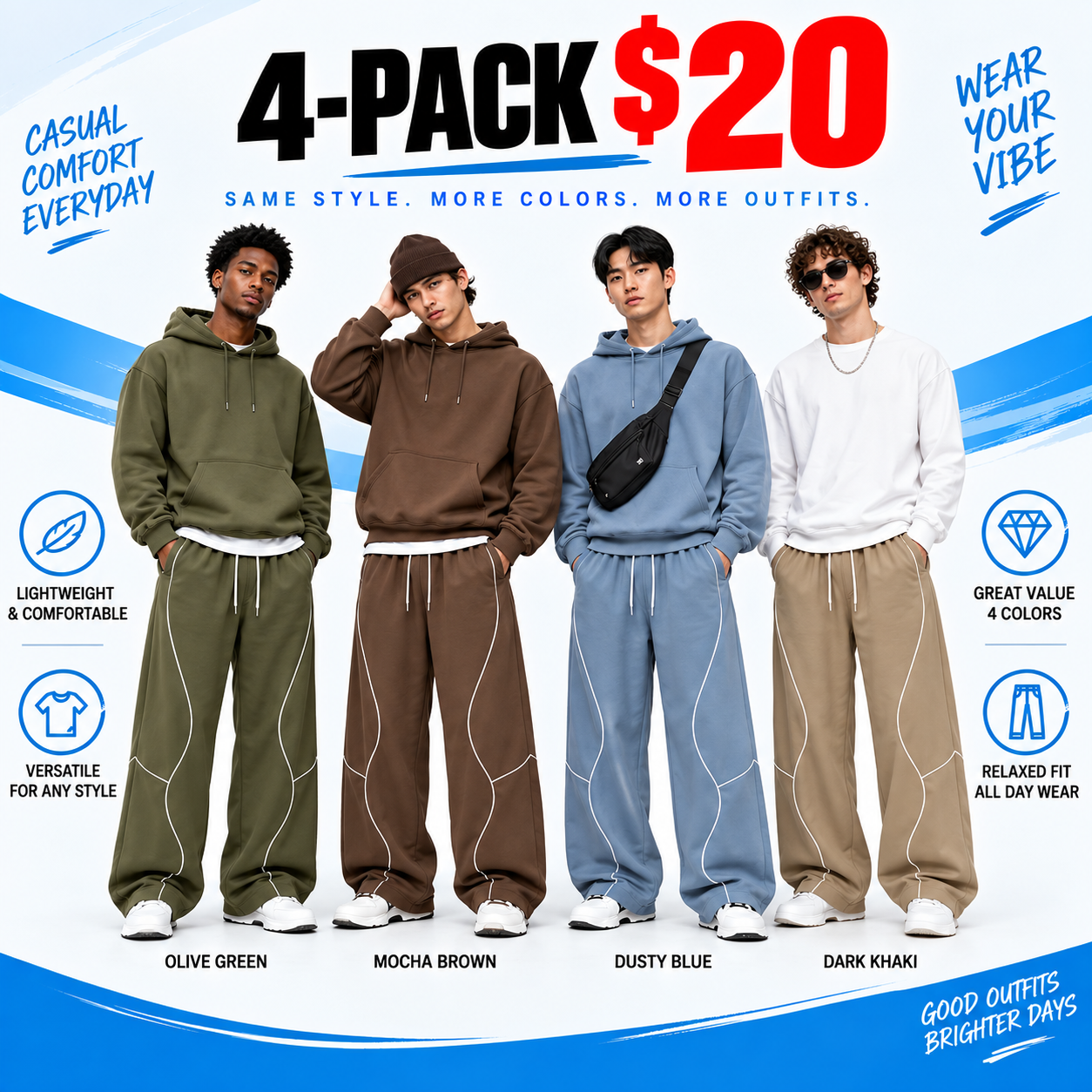 Men's Lightweight Striped Summer Pants – Casual Loose Fit Breathable Long Pants