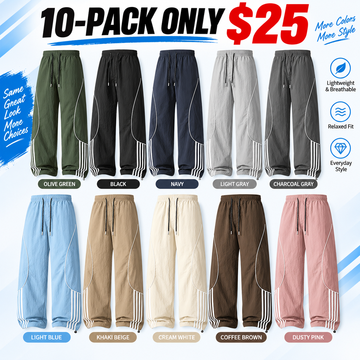 Unisex Loose-Fit Wide-Leg Track Pants